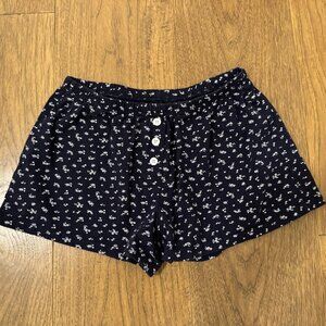 Navy and white floral cotton pajama shorts- Free shipping